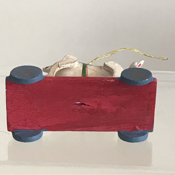Wooden Miniature Artisan Goat on Wheels Hand Painted Christmas Ornament - VTG - Picture 9 of 13